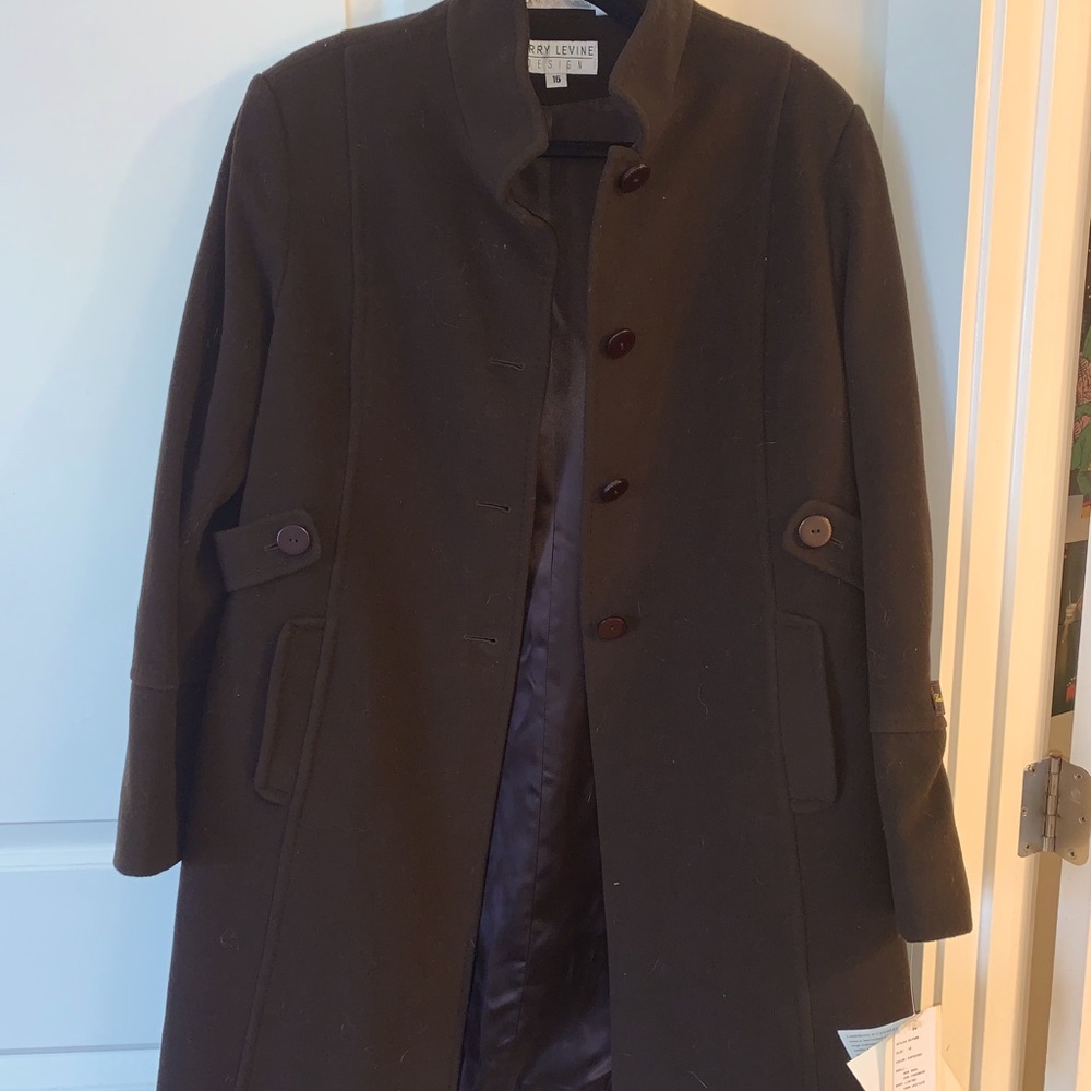 Larry Levine Women’s Brown Wool/Cashmere Pea Coat